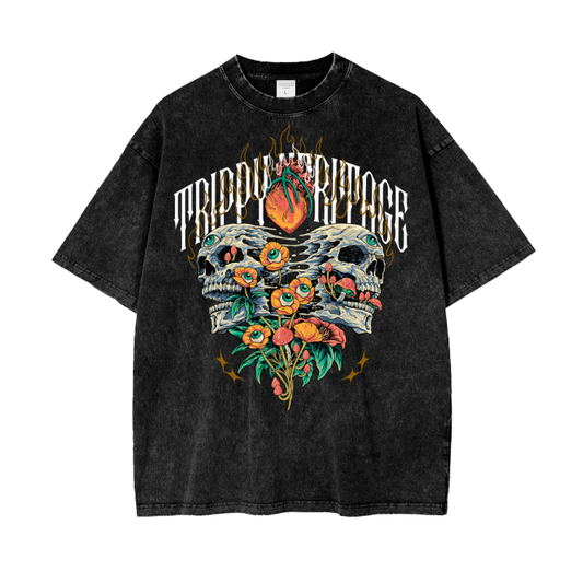 "HEARTS ON FIRE" Acid Wash T-Shirt