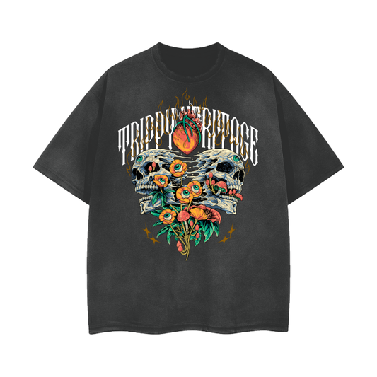 "HEARTS ON FIRE" Distressed T-Shirt