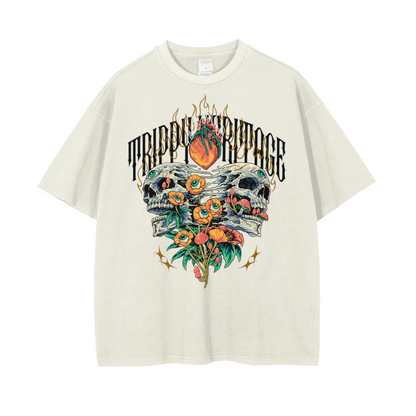 "HEARTS ON FIRE" Distressed T-Shirt (Apricot)